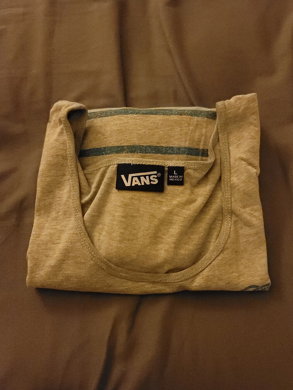 Vans Men’s Heather Gray Crewneck with Teal Stripe